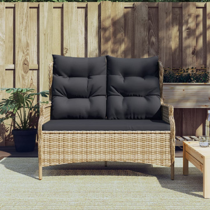 Gartenbank 2-Sitzer Mit Kissen Poly Rattan