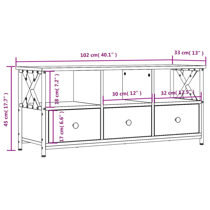 Tv-Schrank 102X33X45 Cm Holzwerkstoff & Eisen