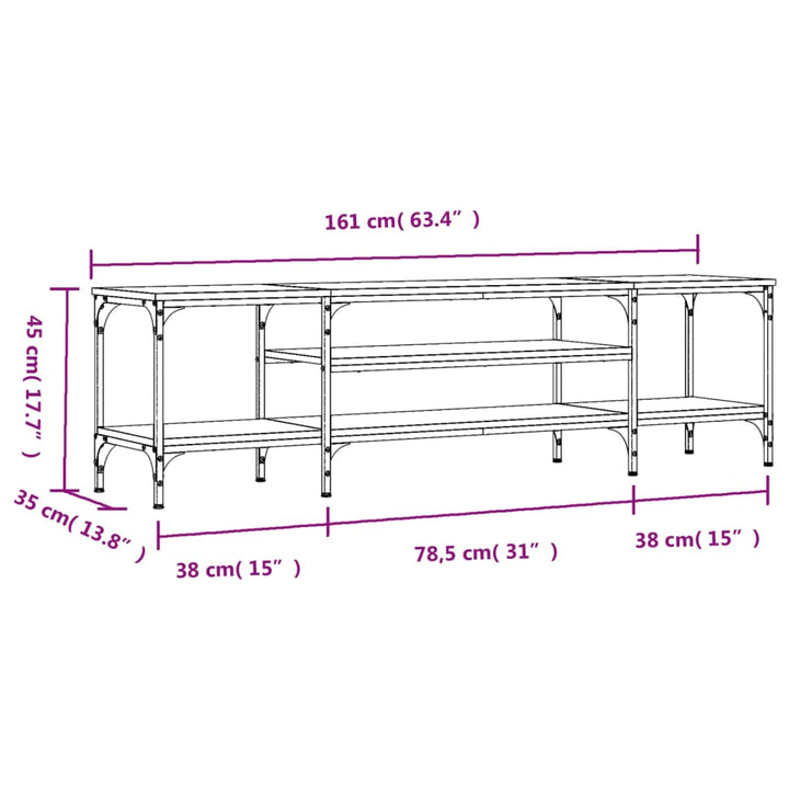 Tv-Schrank Braun Eichen-Optik 161X35X45Cm Holzwerkstoff & Eisen