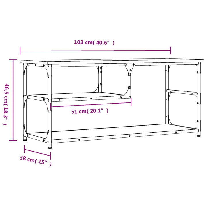 Tv-Schrank 103X38X46,5 Cm Holzwerkstoff Und Stahl