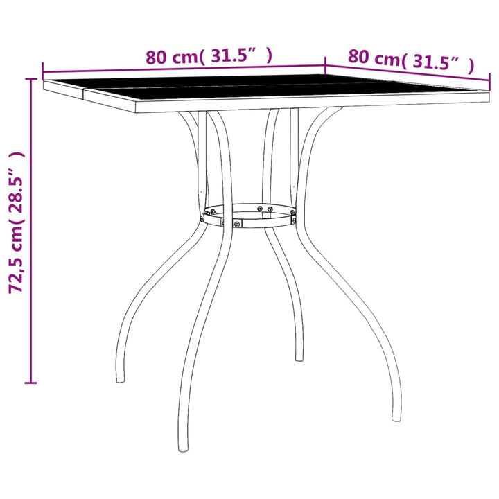 Gartentisch Anthrazit 80X80X72,5 Cm Stahlgeflecht