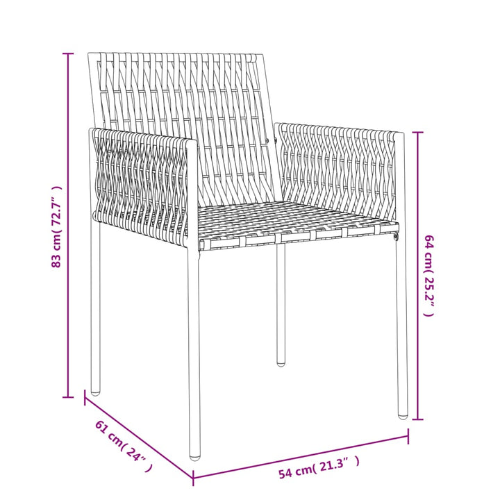 Gartenstühle Mit Kissen 2 Stk. 54X61X83 Cm Poly Rattan