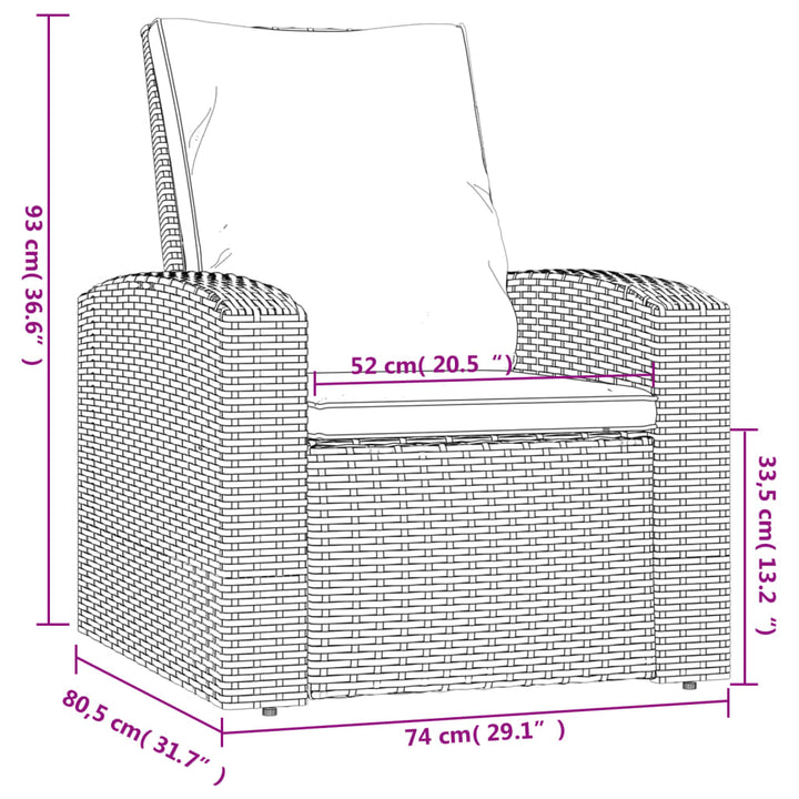 Gartensessel Verstellbar Mit Kissen Poly Rattan