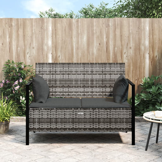 Gartenbank 2-Sitzer Mit Kissen Poly Rattan