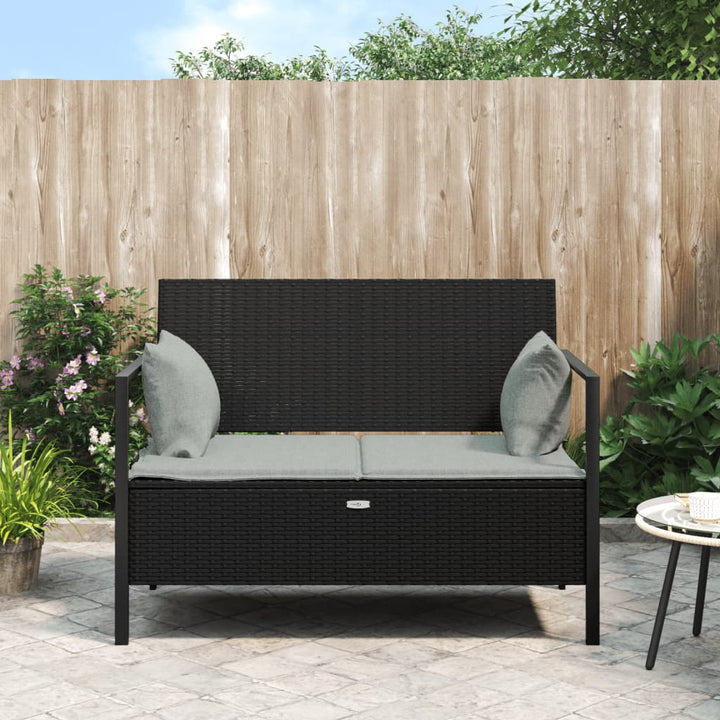 Gartenbank 2-Sitzer Mit Kissen Poly Rattan