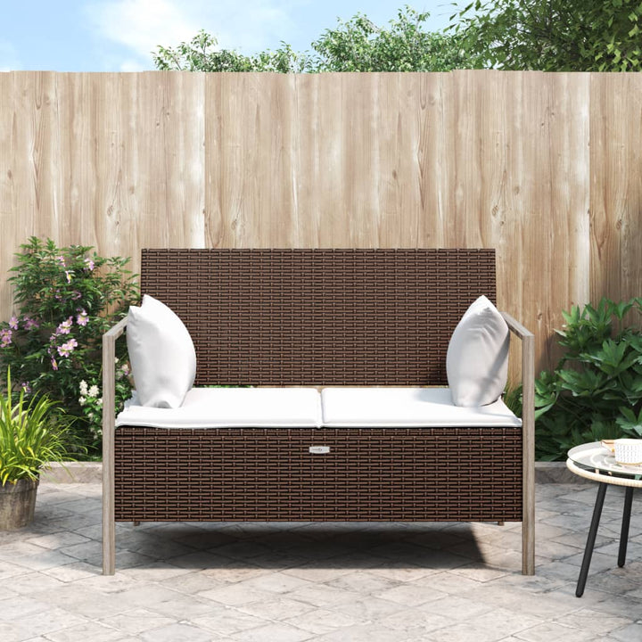 Gartenbank 2-Sitzer Mit Kissen Poly Rattan