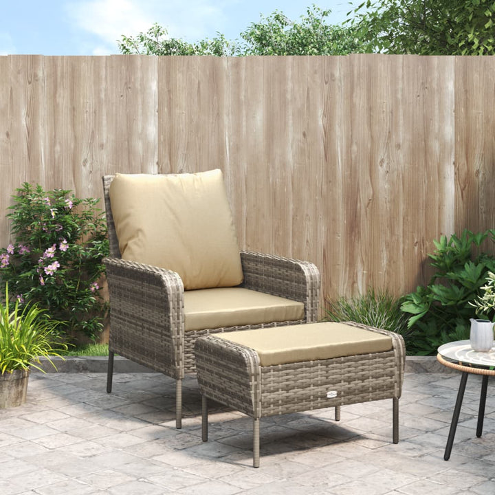 Gartenstuhl Mit Fußhocker Poly Rattan