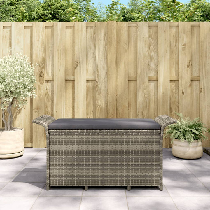 Sitzbank Mit Stauraum Und Kissen 138 Cm Poly Rattan Grau