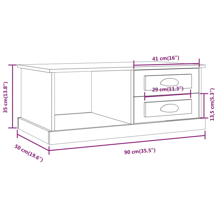 Couchtisch 90X50X35 Cm Holzwerkstoff