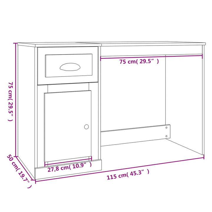 Schreibtisch Mit Schublade 115X50X75 Cm Holzwerkstoff