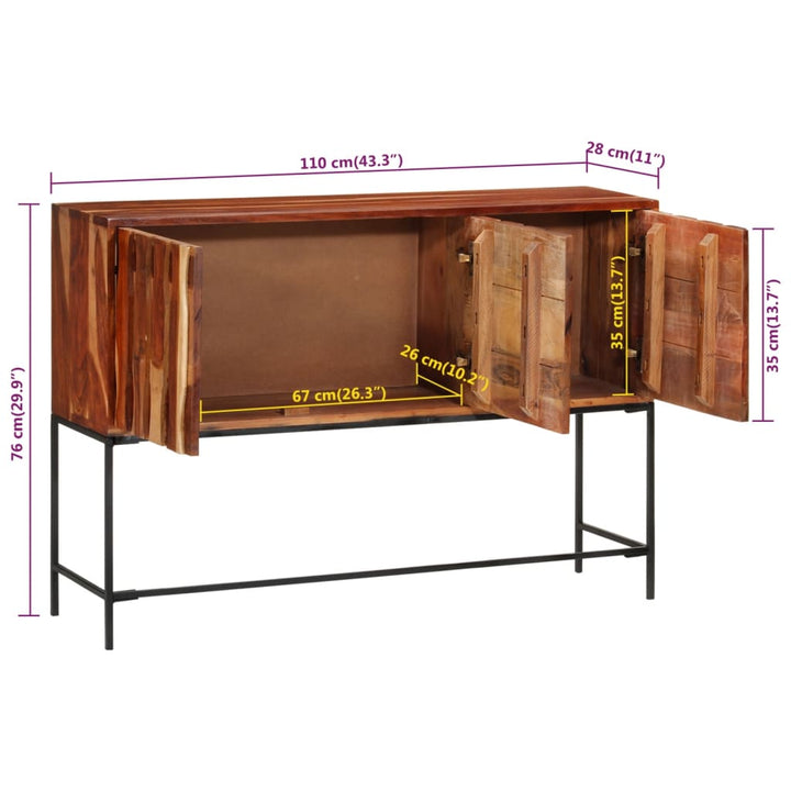 Sideboard 110X28X76 Cm Massivholz Akazie