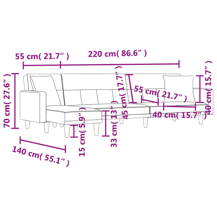 Schlafsofa In L-Form 275X140X70 Cm Stoff