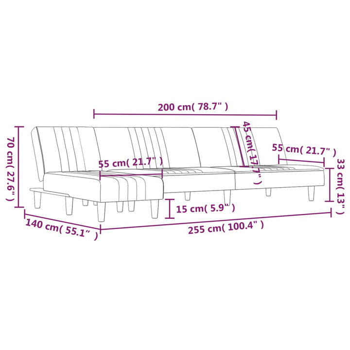 Schlafsofa In L-Form 255X140X70 Cm Stoff