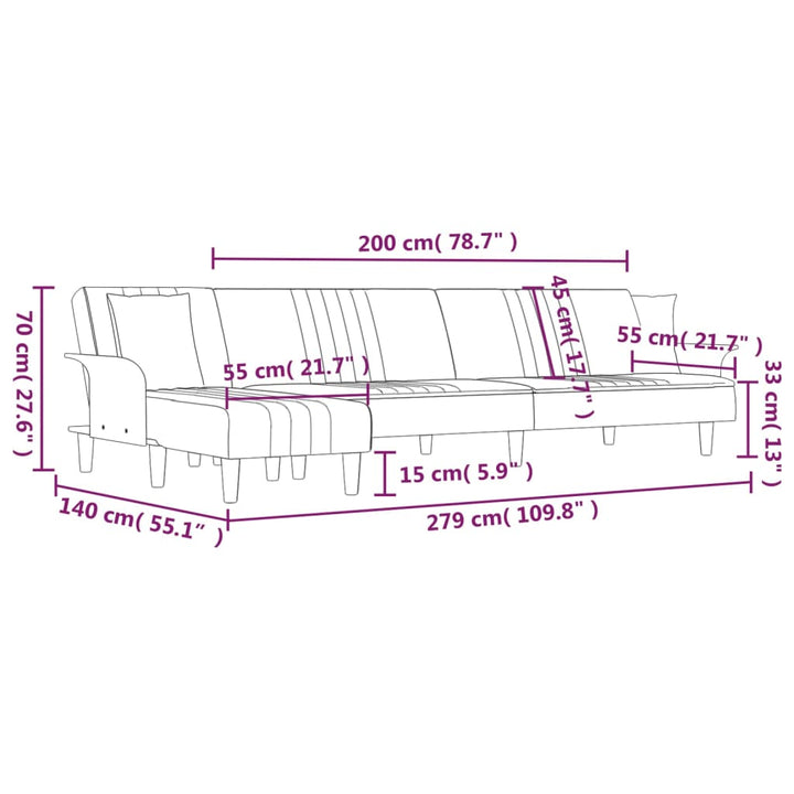 Schlafsofa In L-Form 279X140X70 Cm Stoff