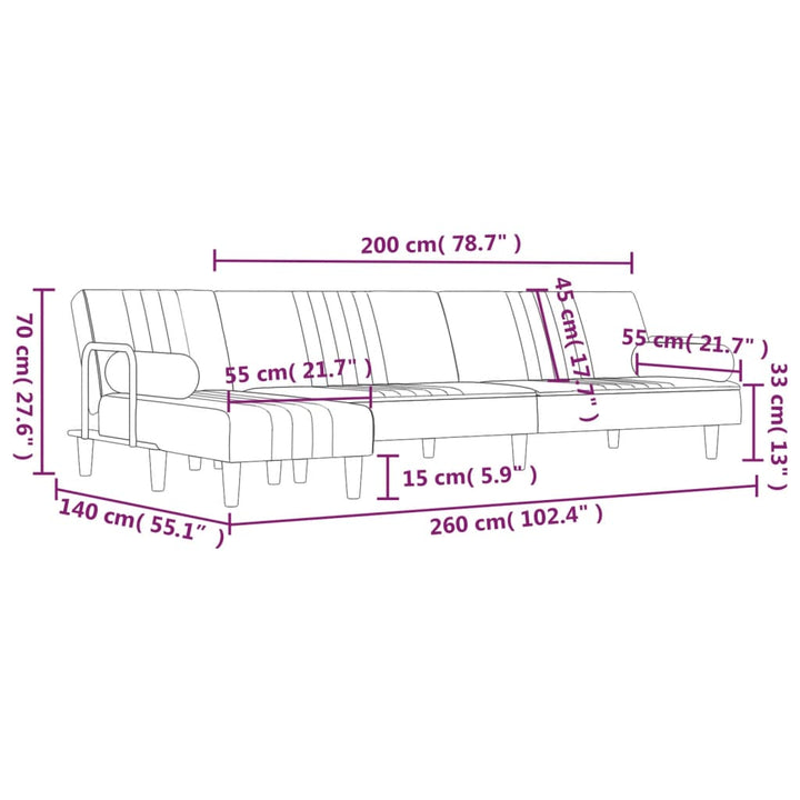 Schlafsofa In L-Form 260X140X70 Cm Samt