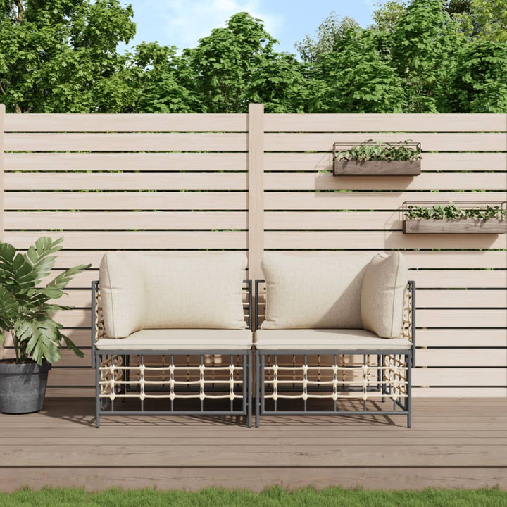 4-Tlg. Garten-Lounge-Set Mit Kissen Anthrazit Poly Rattan