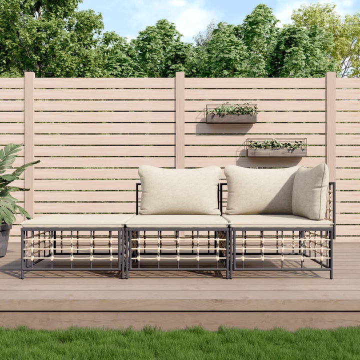 6-Tlg. Garten-Lounge-Set Mit Kissen Anthrazit Poly Rattan