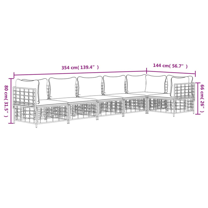 6-Tlg. Garten-Lounge-Set Mit Kissen Anthrazit Poly Rattan