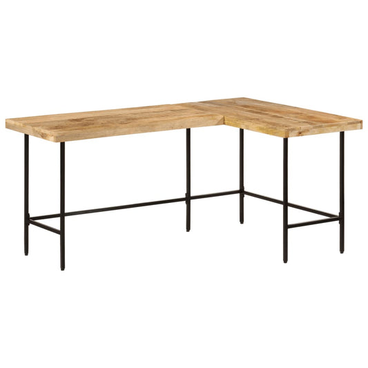 Schreibtisch 165X110X77 Cm Massivholz Mango Und Eisen Natur