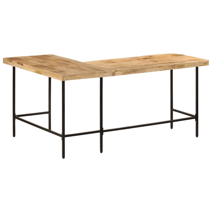 Schreibtisch 165X110X77 Cm Massivholz Mango Und Eisen Natur