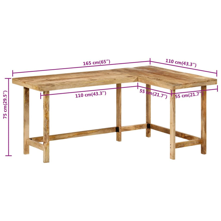 Schreibtisch 165X110X75 Cm Massivholz Mango Dunkelbraun