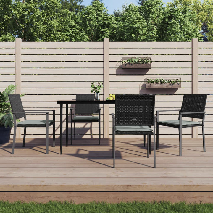 Gartenstühle 4 Stk. Schwarz 54X62,5X89 Cm Poly Rattan