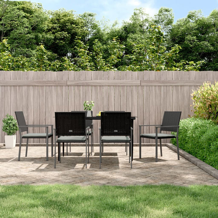 Gartenstühle 4 Stk. Schwarz 54X62,5X89 Cm Poly Rattan