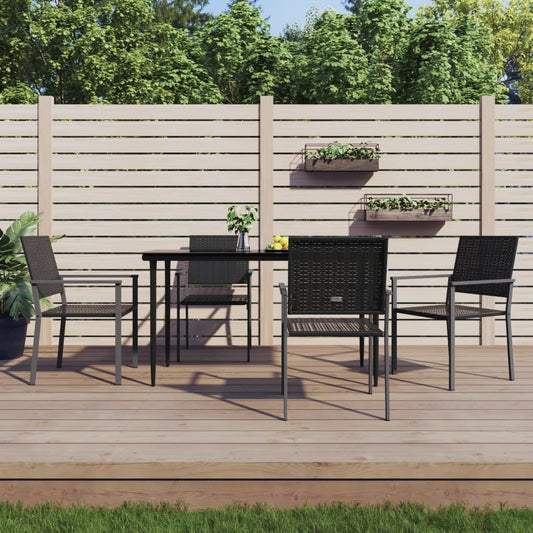 Gartenstühle 4 Stk. Schwarz 54X62,5X89 Cm Poly Rattan