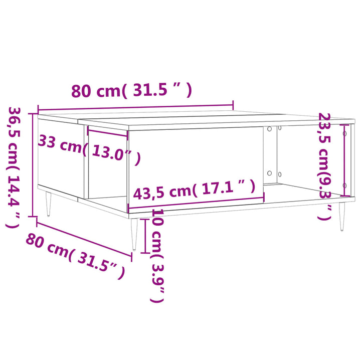 Couchtisch 80X80X36,5 Cm Holzwerkstoff