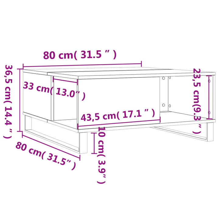 Couchtisch 80X80X36,5 Cm Holzwerkstoff