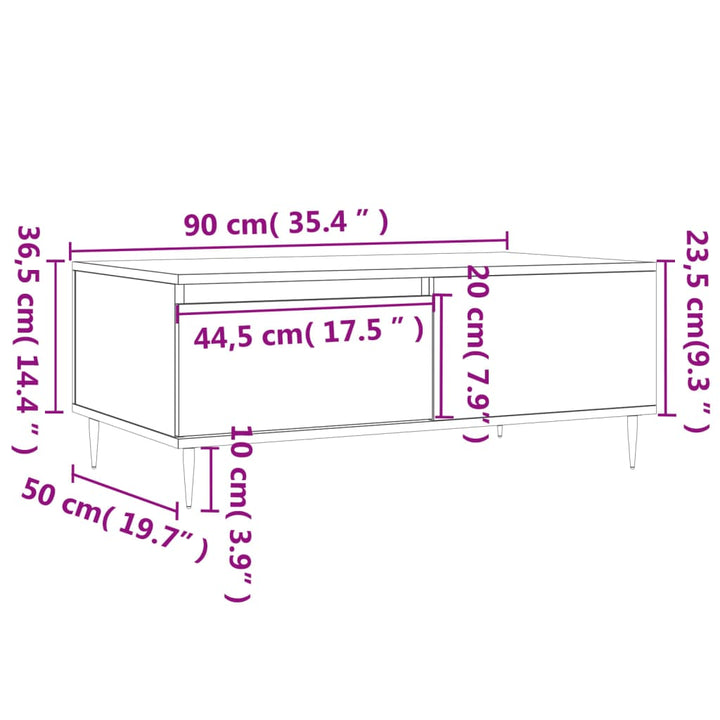 Couchtisch 90X50X36,5 Cm Holzwerkstoff