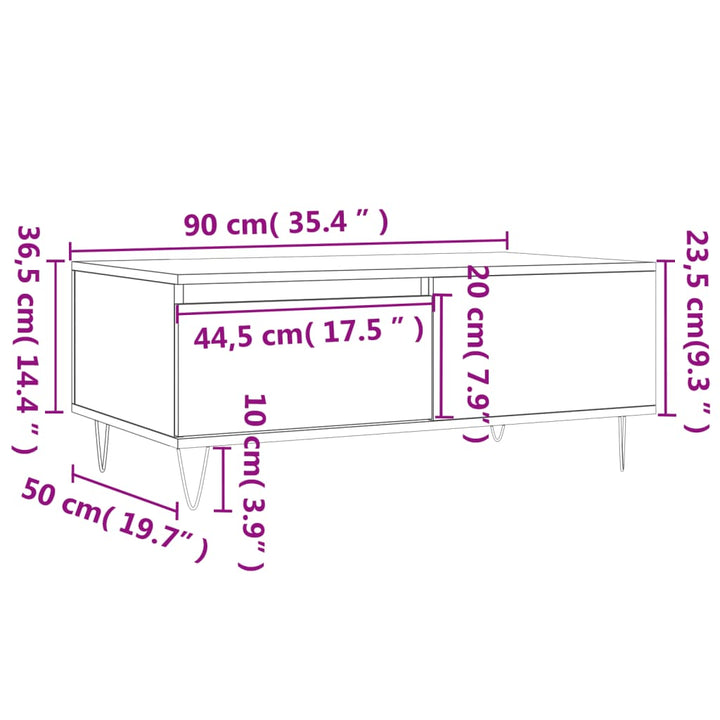 Couchtisch 90X50X36,5 Cm Holzwerkstoff