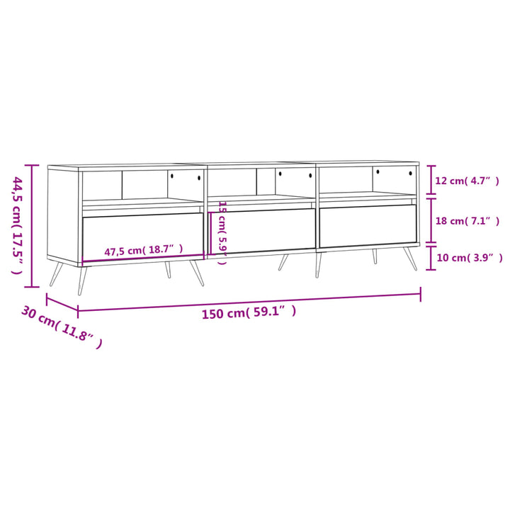 Tv-Schrank Sonoma-Eiche 150X30X44,5 Cm Holzwerkstoff