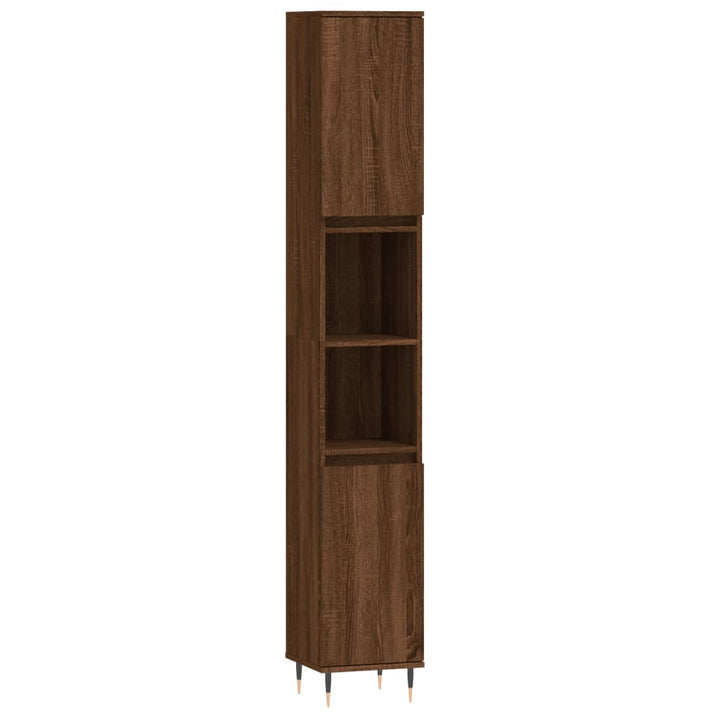 Badschrank Braun Eichen-Optik 30X30X190 Cm Holzwerkstoff