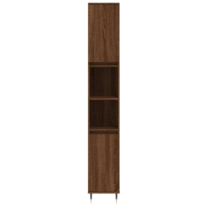 Badschrank Braun Eichen-Optik 30X30X190 Cm Holzwerkstoff