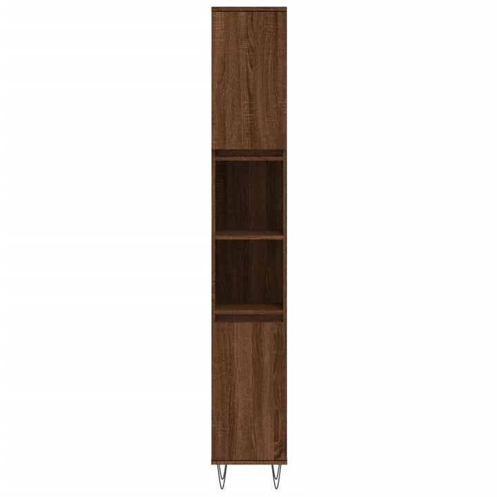 Badschrank Braun Eichen-Optik 30X30X190 Cm Holzwerkstoff