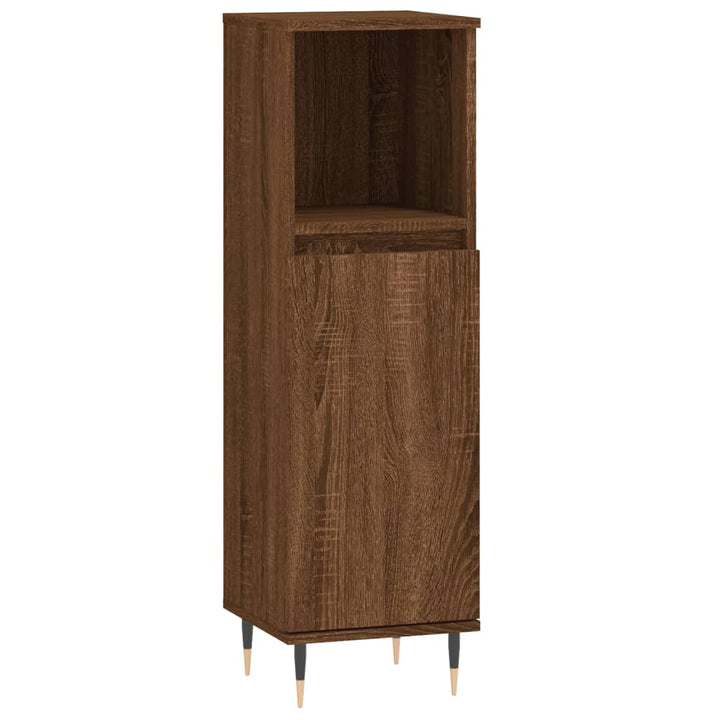 Badschrank Braun Eichen-Optik 30X30X100 Cm Holzwerkstoff