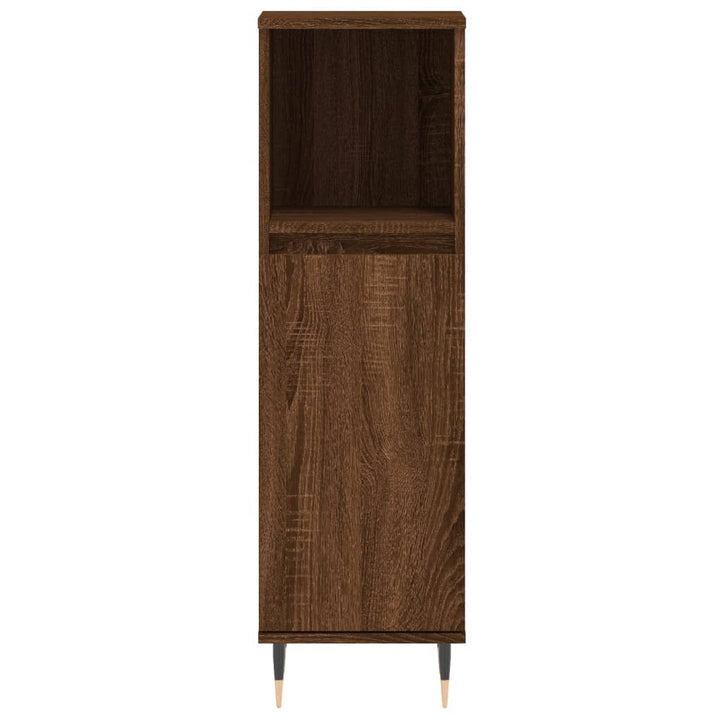 Badschrank Braun Eichen-Optik 30X30X100 Cm Holzwerkstoff