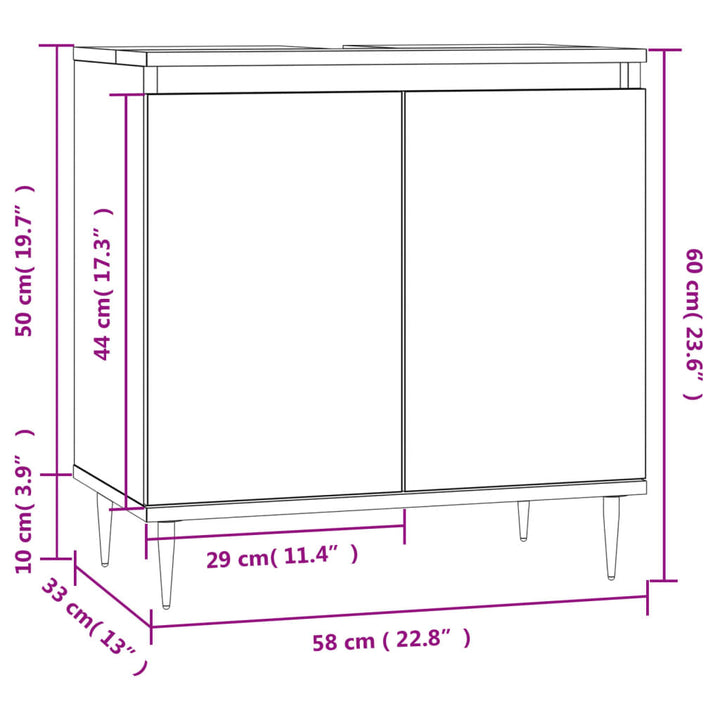 Badezimmerschrank 58X33X60 Cm Holzwerkstoff