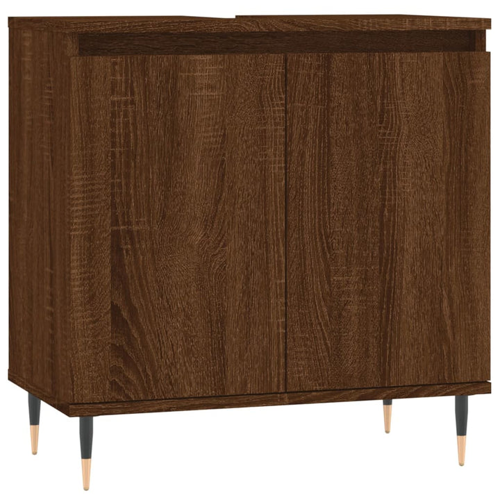 Badschrank Braun Eichen-Optik 58X33X60 Cm Holzwerkstoff