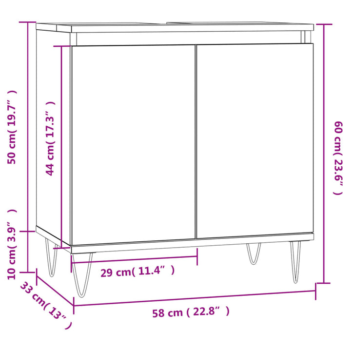 Badezimmerschrank 58X33X60 Cm Holzwerkstoff