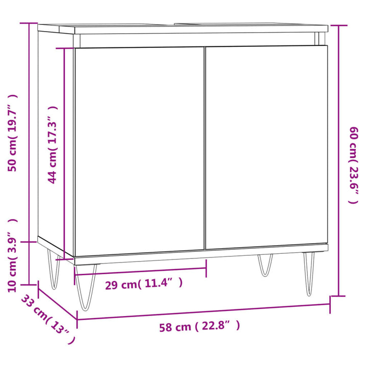 Badschrank Räuchereiche 58X33X60 Cm Holzwerkstoff