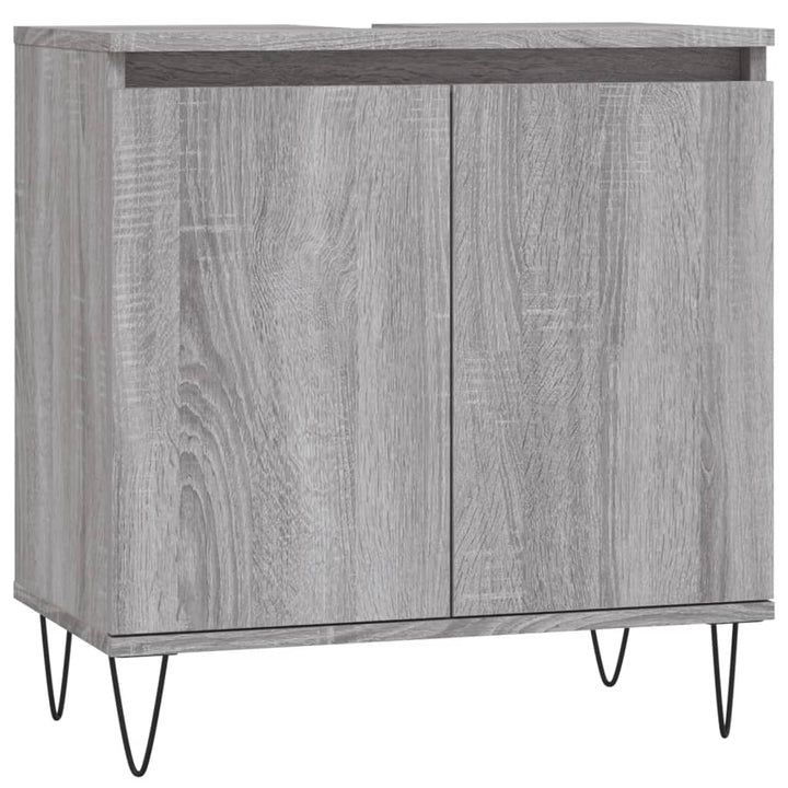 Badschrank Grau Sonoma 58X33X60 Cm Holzwerkstoff