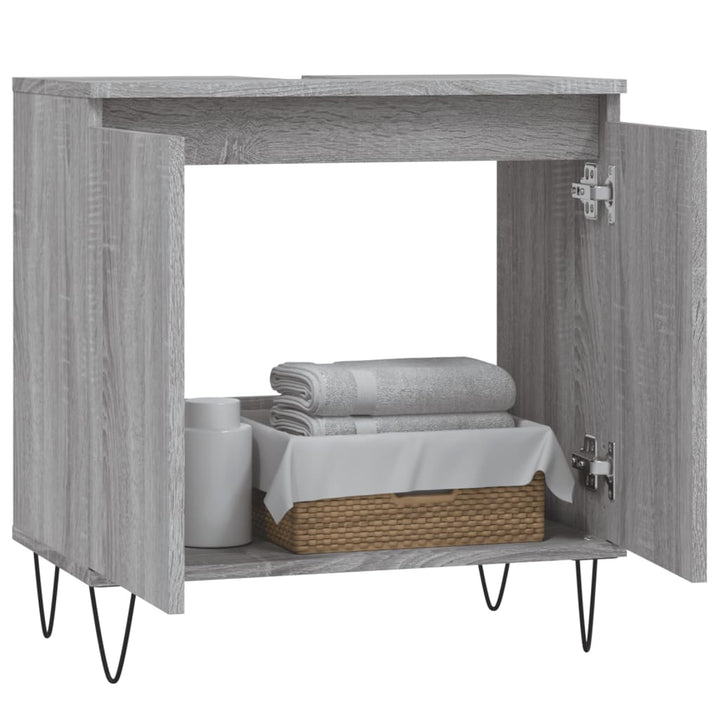 Badschrank Grau Sonoma 58X33X60 Cm Holzwerkstoff