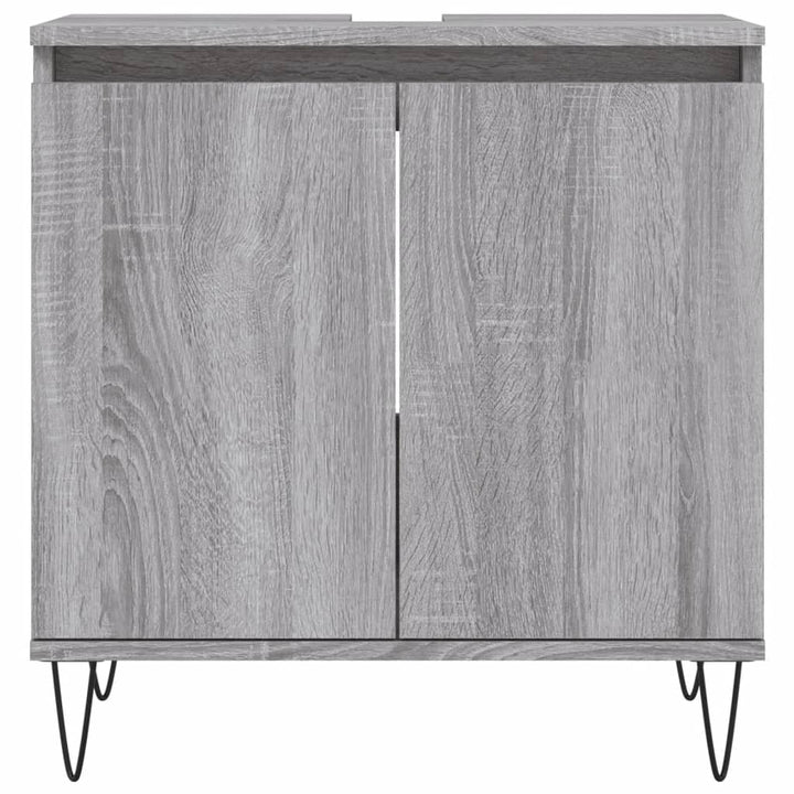 Badschrank Grau Sonoma 58X33X60 Cm Holzwerkstoff