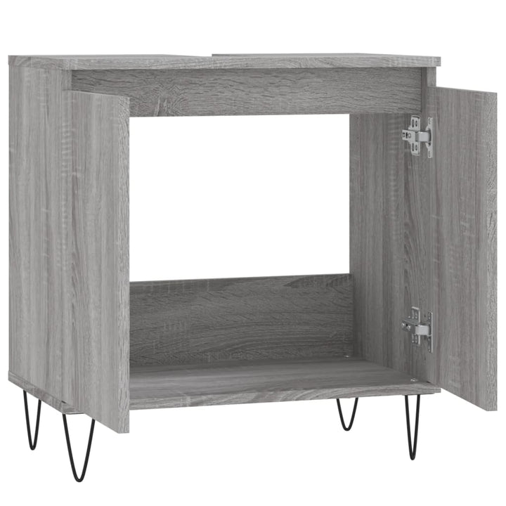 Badschrank Grau Sonoma 58X33X60 Cm Holzwerkstoff