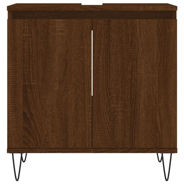 Badschrank Braun Eichen-Optik 58X33X60 Cm Holzwerkstoff