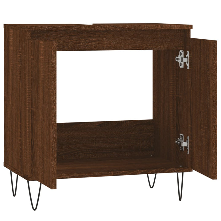 Badschrank Braun Eichen-Optik 58X33X60 Cm Holzwerkstoff