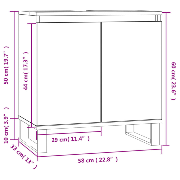 Badschrank 58X33X60 Cm Holzwerkstoff