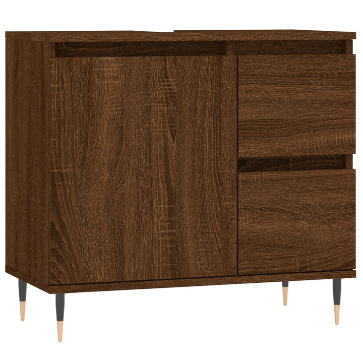 Badschrank Braun Eichen-Optik 65X33X60 Cm Holzwerkstoff